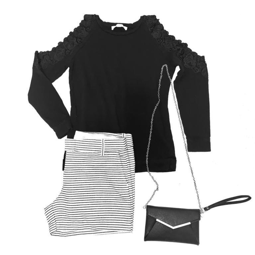 Black Flower Sweater